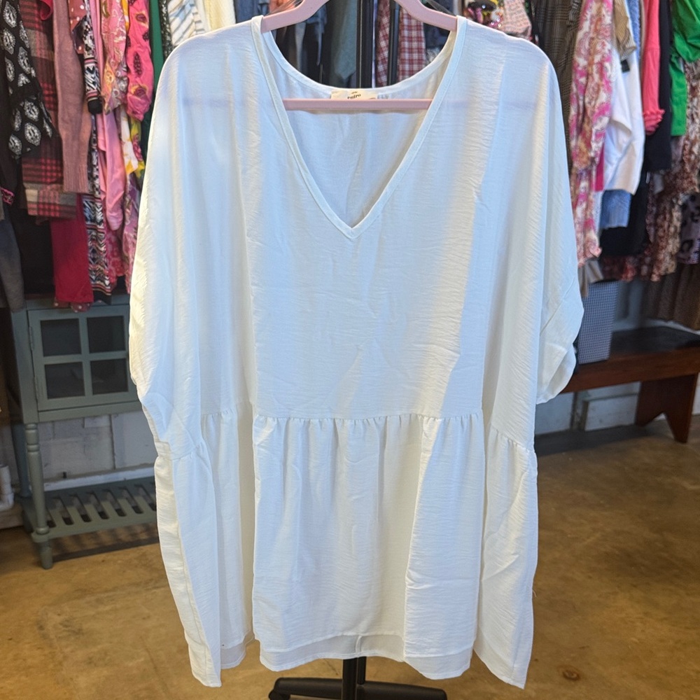 Entro White V-Neck Blouse